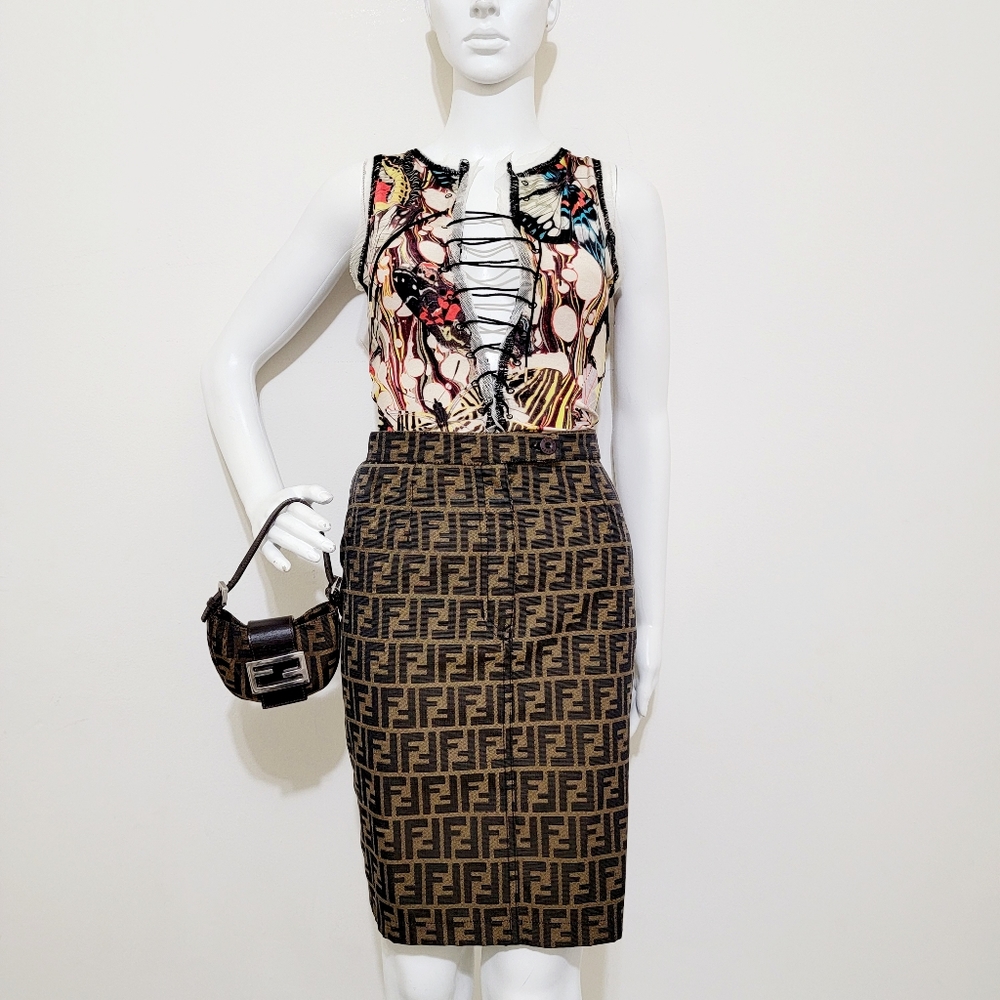 Fendi Monogram Zucca Pencil Skirt
